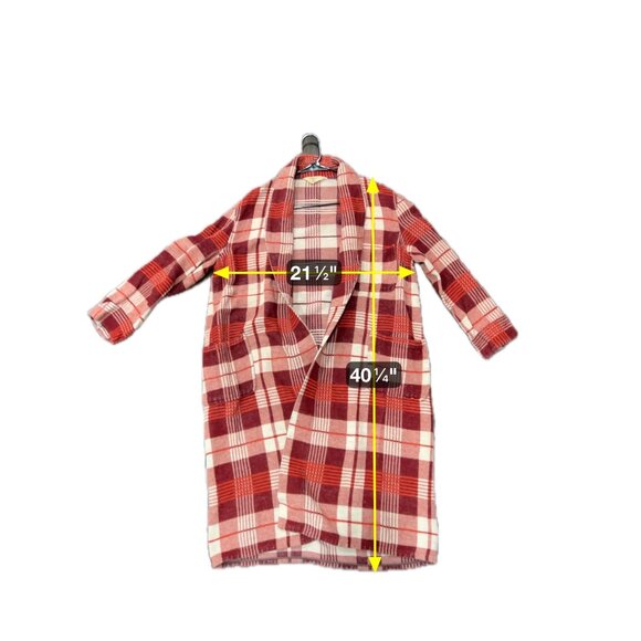 Vintage Sears Genuine Beacon Plaid Red Beige Long Open Front Robe - Picture 6 of 8